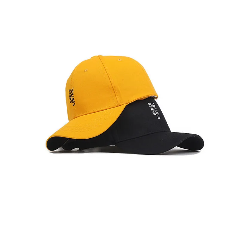 

New Letters Embroidered Baseball Cap for Men Women with Long Band Black Yellow Hat 2 Colors Drop Shipping