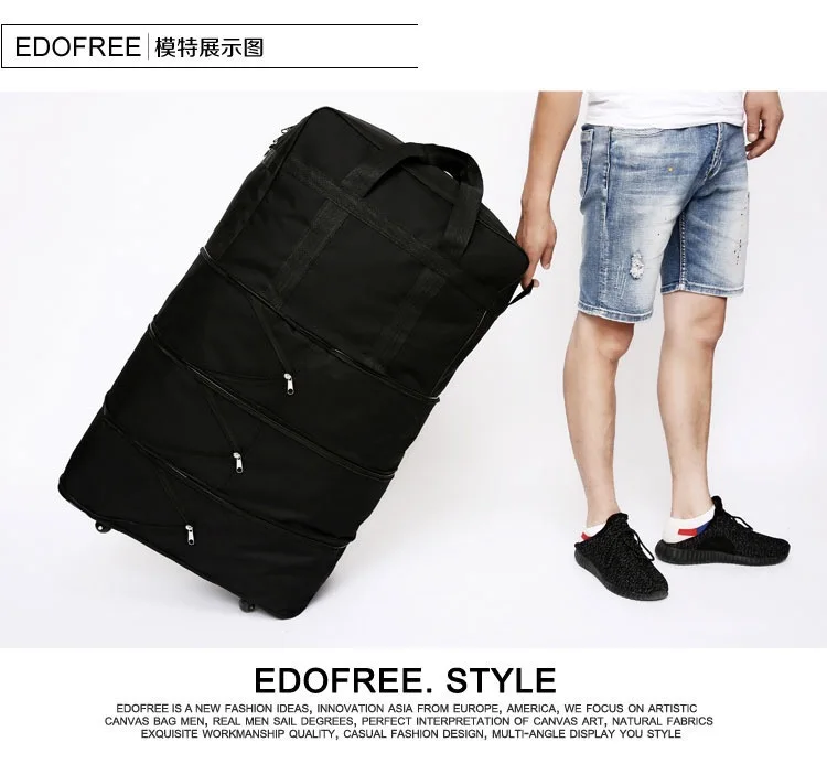 Large-capacity Portable Travel Bag Rolling Luggage Can Expand Aviation Checked Bag Mobile Rolling Backpack Oxford Cloth Bag