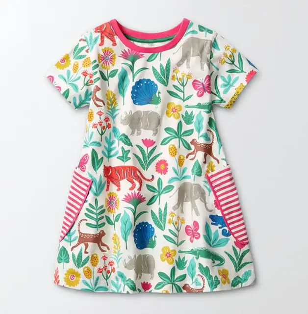 6pcs/lot Baby girls clothing girl dress kids clothes princess animal