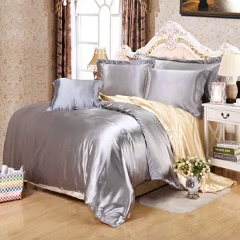 

23 Colors comfortable satin silk duvet cover king queen twin size housse de couette adulte highq quality silk quilt cover