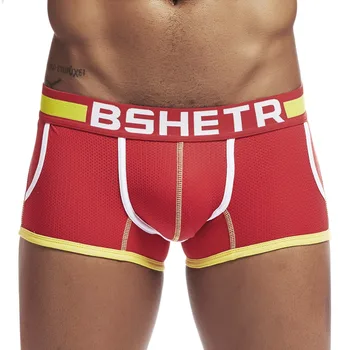 

BSHETR Brand Sexy Boxer Underwear Male Breathable Cotton Men Underwear Bodysuit Trunks Pant Mesh Boxers Mens Underpants Panties