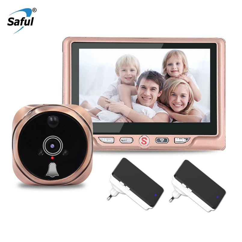 

Saful Wireless Door Camera Video Recording Motion Detect Digital Door-eye Camera Intercom Door Bell Video Door Peephole Viewer