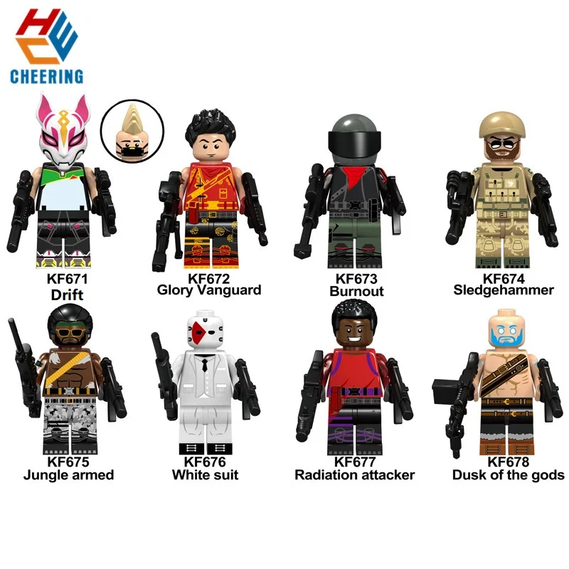 

20Pcs Wholesales Building Blocks Drift Glory White suit Burnout Vanguard Jungle armed Figures Gift Bricks Toys for Kids KF6058