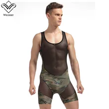 Wechery корсет для мужчин, сетчатый корсет, Корректирующее белье, сексуальное прозрачное боди для борьбы, Клубные шоу, камуфляжный узор