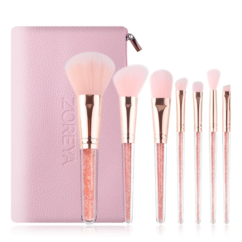 

New brand 7pcs Makeup Brushes Set Powder Foundation Eyeshadow Make Up Brushes Cosmetics Soft Synthetic Hair With PU Leather Case
