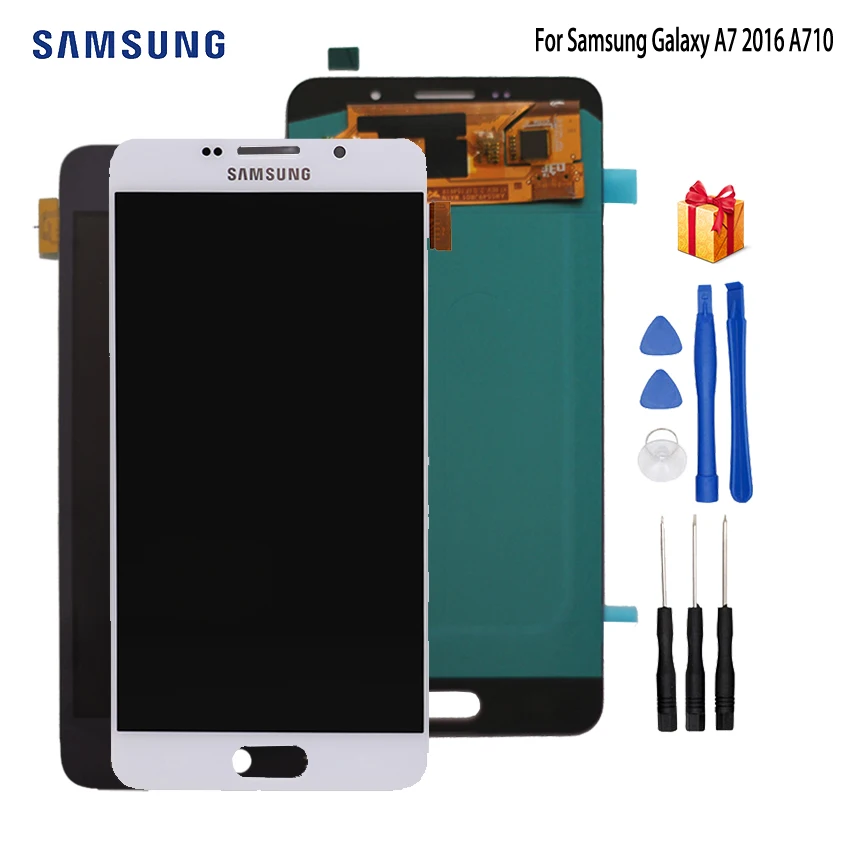 

AMOLED LCD for SAMSUNG Galaxy A7 2016 LCD Display A7100 A710F A710 LCD Touch Screen Digitizer Replacement For Samsung A710 LCD