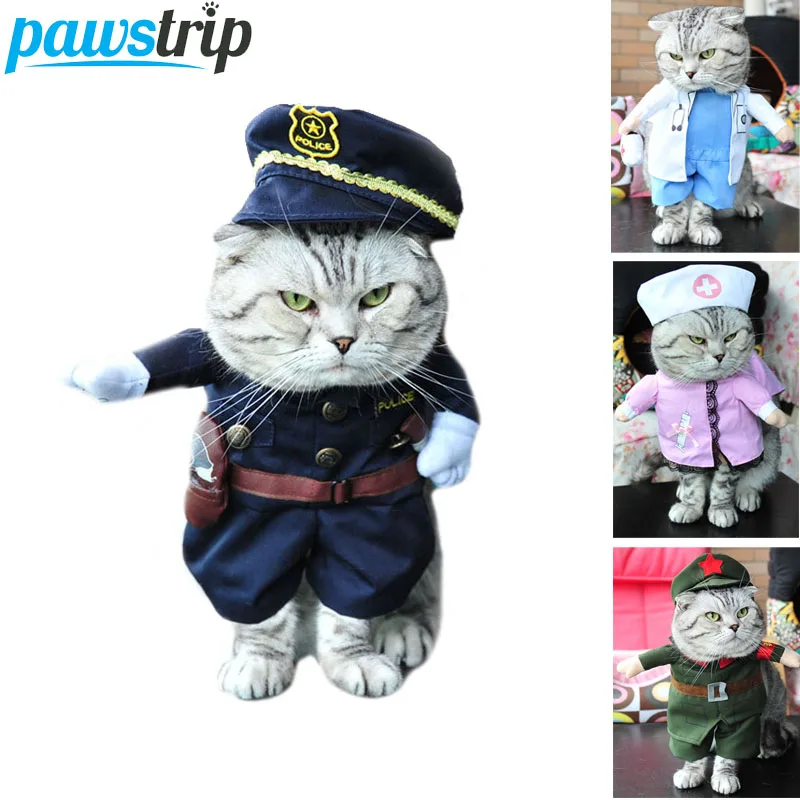 

pawstrip 8 Patterns Halloween Dog Costume Small Dog Clothes Police Nurse Doctor Cosplay Suit For Dogs Soft Cat Costume Outfits