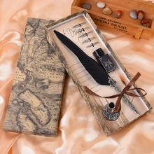 Ручка Винтаж перо Dip чернила ручки набор канцелярских подарок 10 цветов перо авторучки