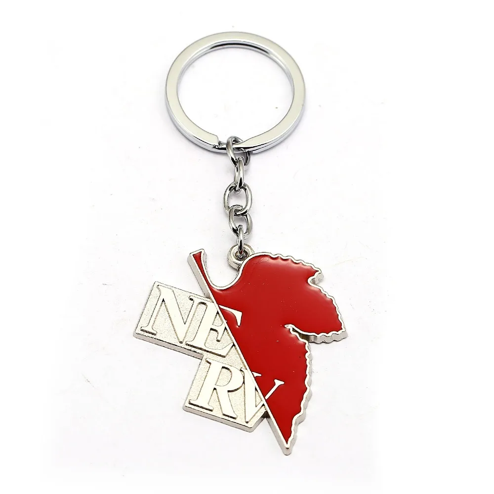 

Japanese Anime EVA Keychain NEON GENESIS EVANGELION NERV Ayanami Rei Key Ring Car Key Chain Maple Leafs Pendant Chaveiro Jewelry