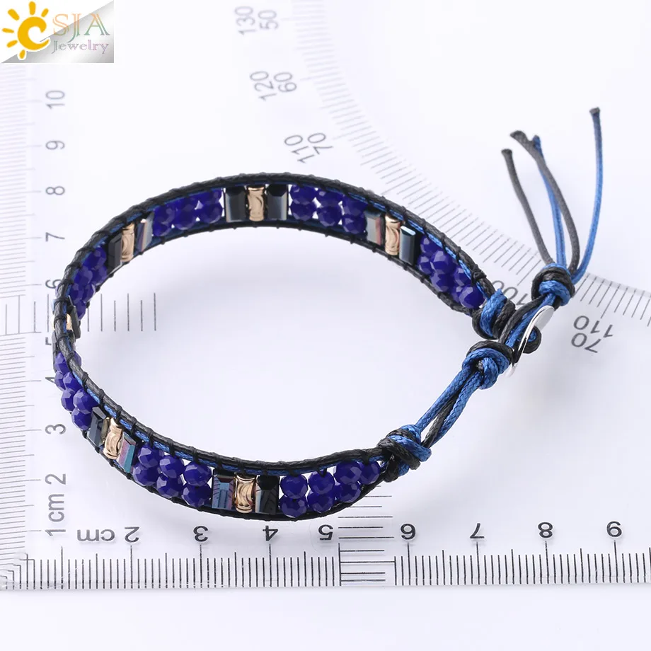 CSJA женские браслеты с бусинами из кристаллов 12 цветов модные браслеты украшения в стиле бохо браслет Дружба подарок для влюбленных S265