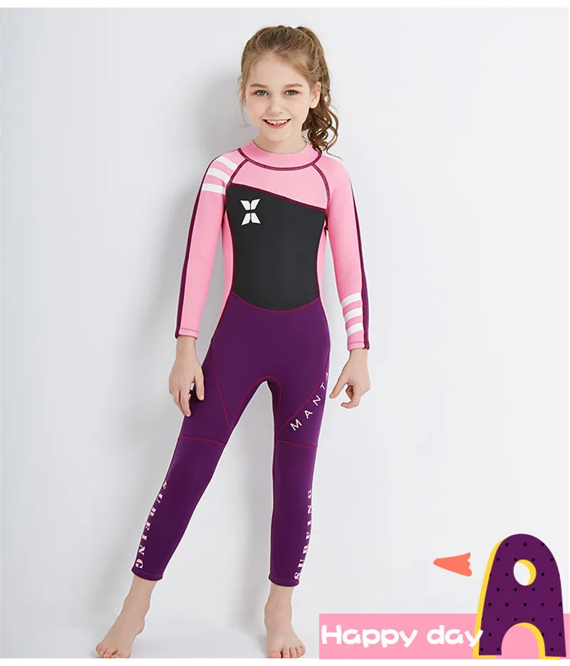 Лидер продаж, Детский костюм для дайвинга 2,5 мм, неопреновый гидрокостюм для мальчиков и девочек, сохраняющий тепло, цельный, с длинными рукавами, защита от ультрафиолета