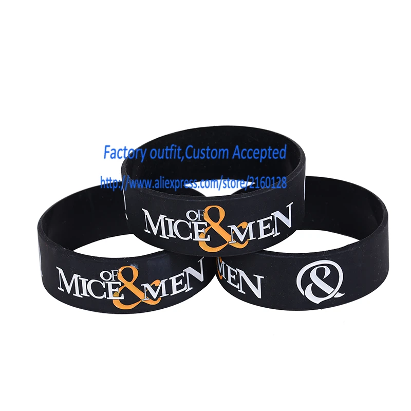 OF MICE AND MEN Silicone 1&quot Wide Debossed Wristband Bracelet | Украшения и аксессуары