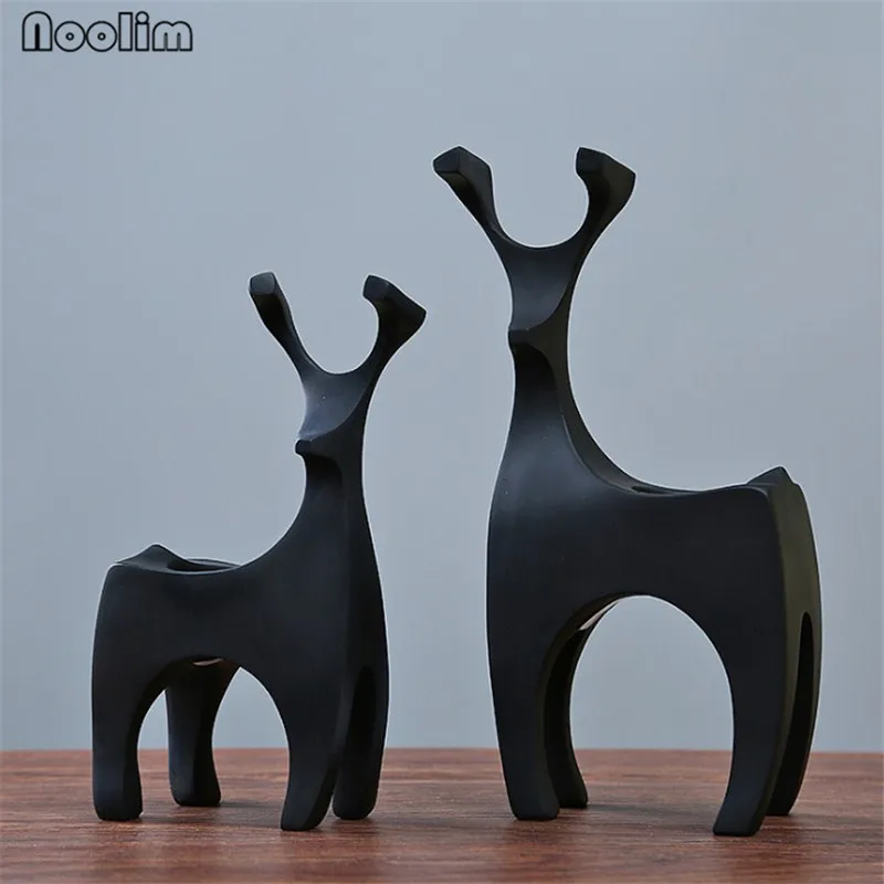 2PCS black Смола подставка для свечи Свадебная вечерние домашний декор Творческий Твердые Олень подсвечник 2 шт./компл. ретро украшения 50XX210 - Цвет: 2PCS black