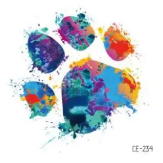 

Temporary Tatoo Fake Tattoo Sticker Watercolor Dog Footprint Tattoos Stickers Tatouage Waterproof Tatto For Kids Men Women Girl