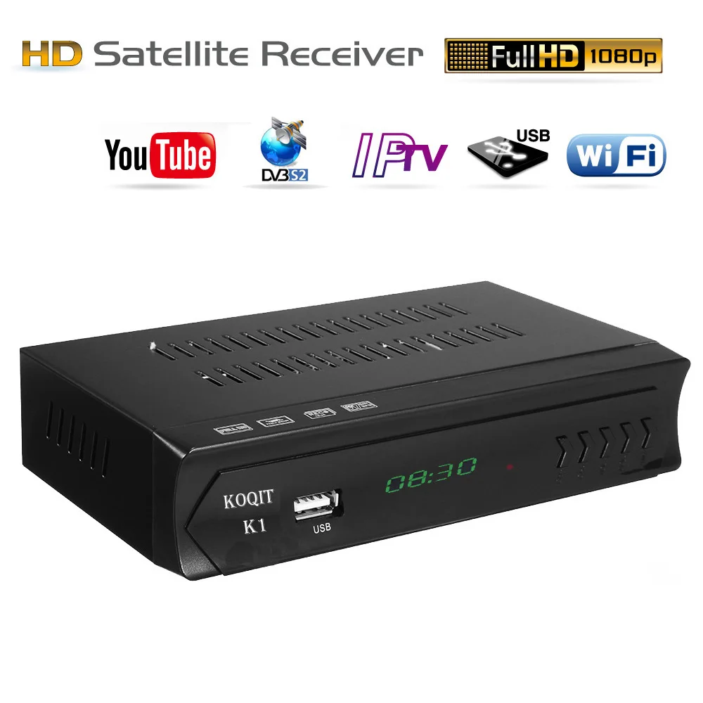 Koqit k1 m3u IP ТВ плеер DVB-S2 HD цифровой ТВ приставка Спутниковый ресивер тюнер DVB S2 рецептор PVR ключ Vu RJ45 Wifi Интернет Youtube