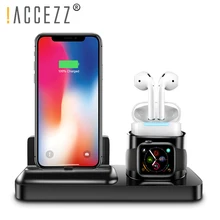 ACCEZZ Магнитный зарядный Настольный держатель для iPhone XS MAX XR для AirPods Apple i Watch для samsung Xiaomi 3 в 1 Универсальное зарядное устройство