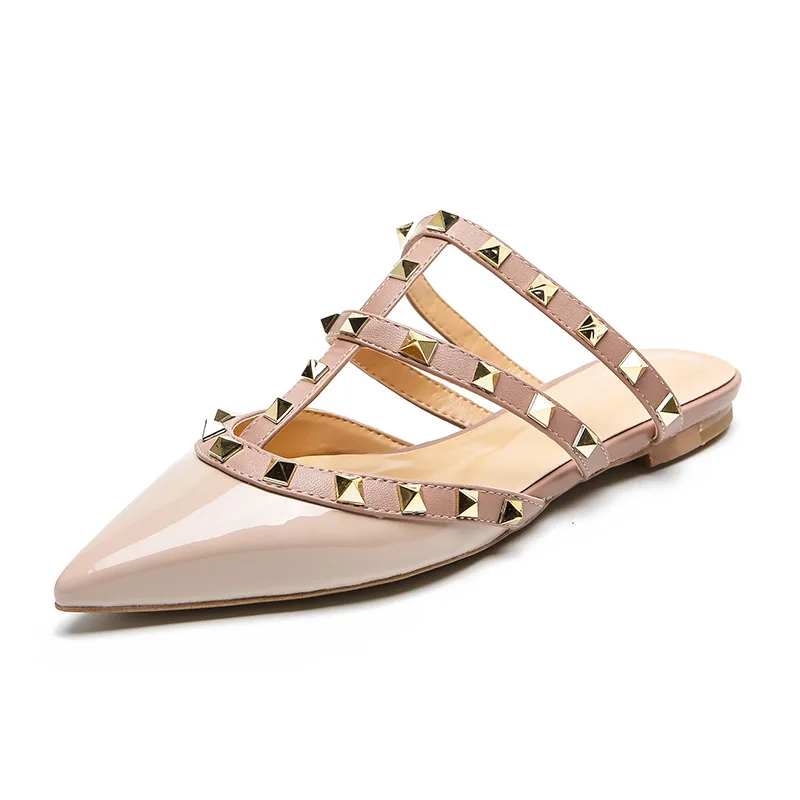 

2019 new Rivets Beaded Women Fashion Handmade leather Espadrilles Slip on Casual Canvas Loafers Ladies sllipper Shoes E910