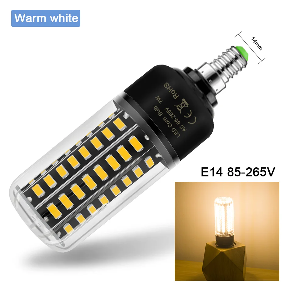 Ampoule LED E27 Lamp No Flicker E14 Led Bulb Spot Light 220V 110V 3.5W 5W 7W 8W 12W 15W SMD5736 More Bright than Corn Bulb 5730 - Emitting Color: E14 Warm White