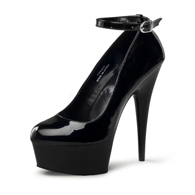 

2019 Spring Ankle Strap Shoes Woman Spring Autumn Round Toe 15cm Thin High-Heeled Platform Wedding Pumps Black SJ0022