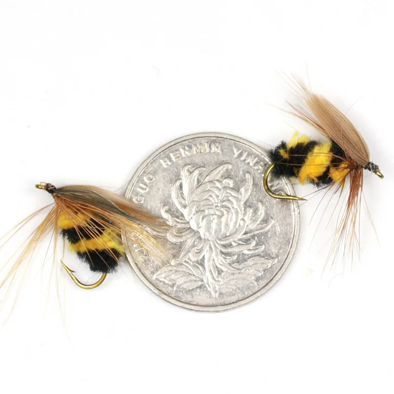 10 Pcs/Set Insect Bait Bumble Handmade Honeybee Bait Fly Fishing Fishing Artificial Bee Fly Trout Fishing Lures Bionic Bionic