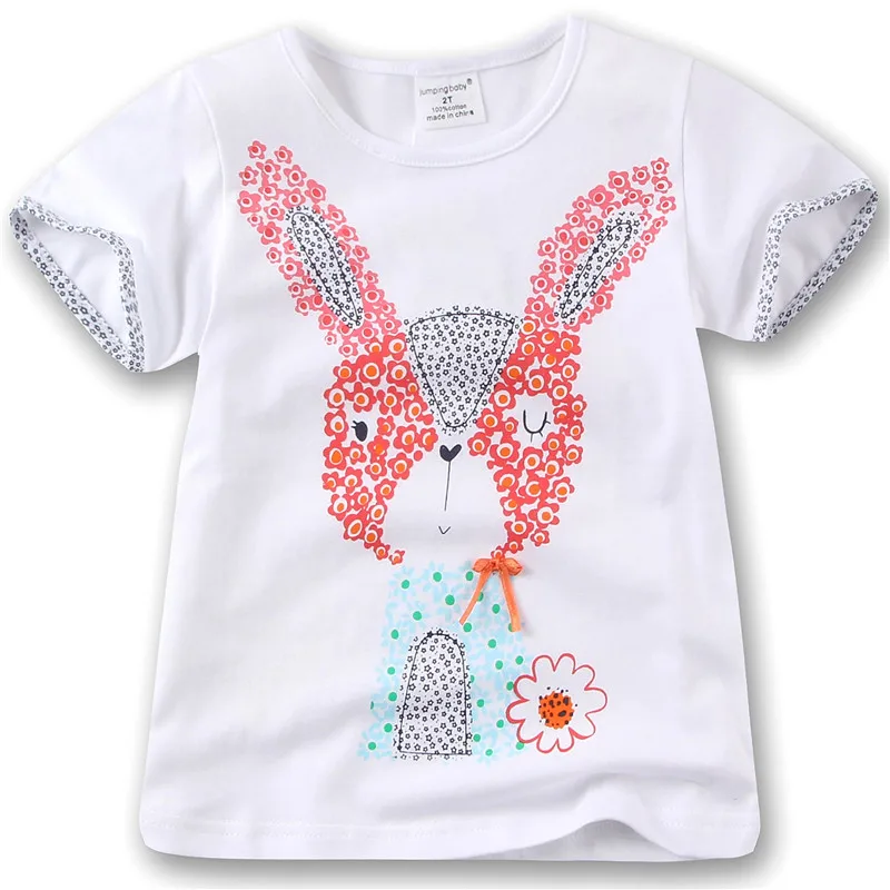 100% Cotton Children Girls SummerT-Shirt Clothing For Jumpingbaby Kids Child Short Sleeve Cartoon Tops Casual Tees Clothes 201634