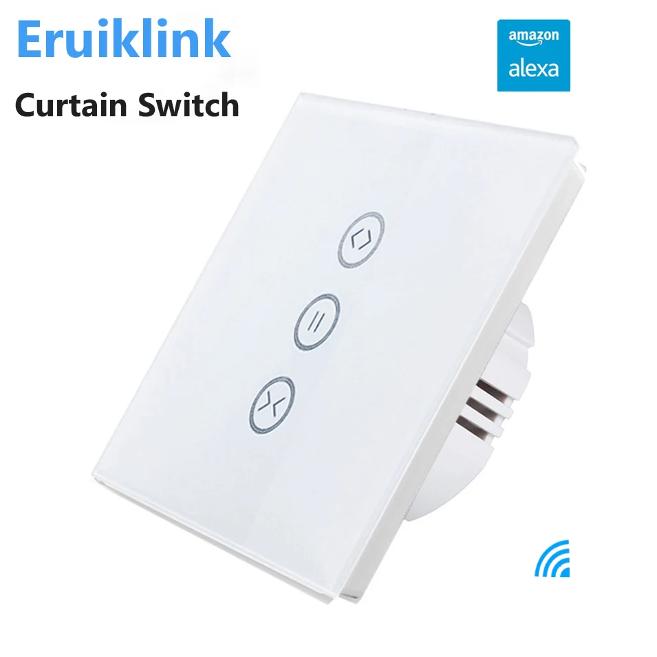 1---EUUS Standard Wifi APP Control Curtain Switch Touch Glass Panel Remote ONOFF Electric Curtain,Work with Google homeAlexa