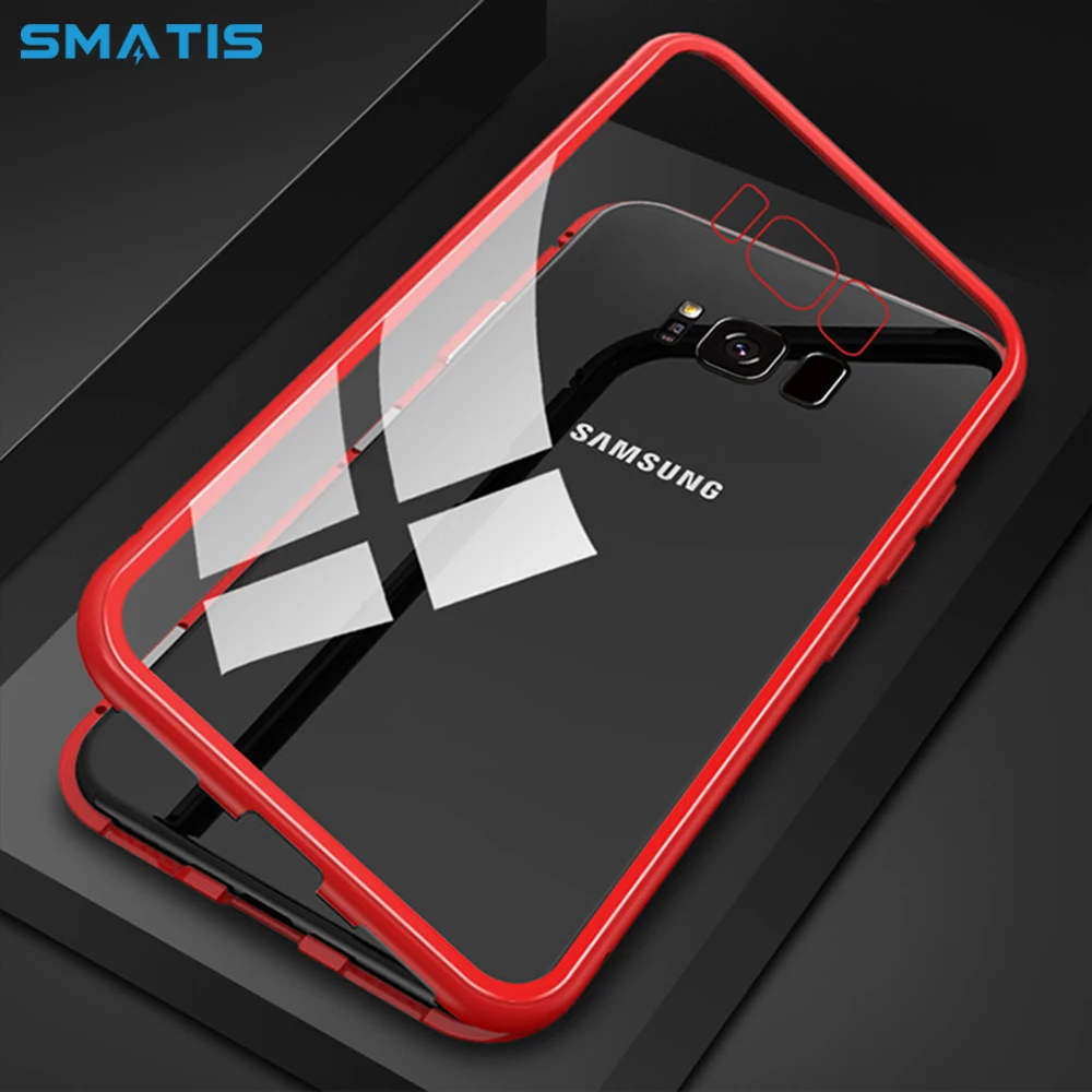 

Magnetic Case for Samsung Galaxy S8 Note 9 8 S9 Plus S7 Edge Luxury New Casing Clear Mobile Phone Tempered Glass Back Cover Etui