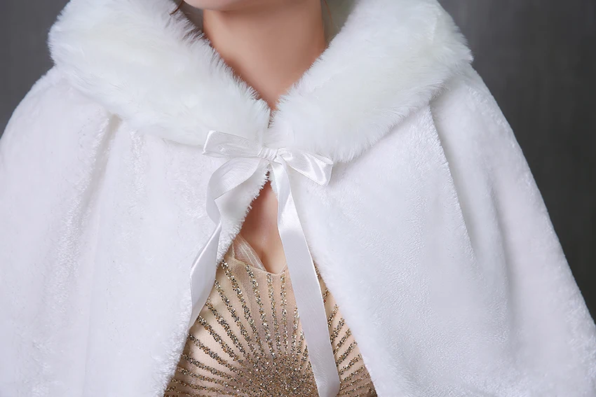 Зимняя Свадебная теплая накидка свадебное болеро Свадебные обертывания женские шали теплая верхняя одежда куртка из искусственного меха
