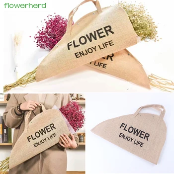 

1pc Flower Packaging Linen Waterproof Packaging Bag Material Bouquet Florist Supplies Gift Wrapping Linen Bag Reusable Bag