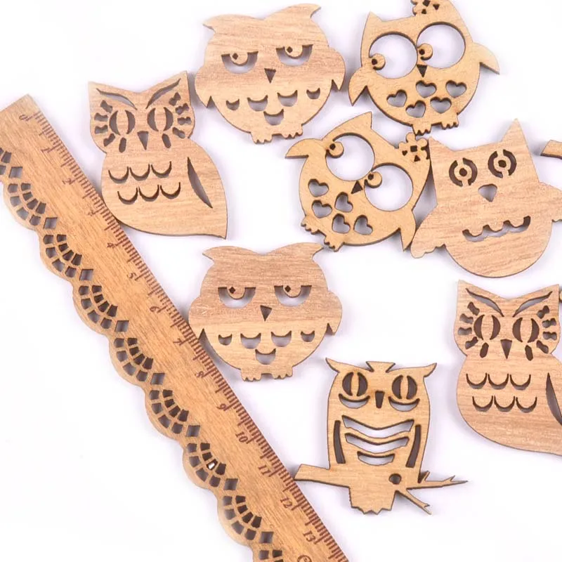 20pcs New Lovely Handcraft Vintage Mixed Owl Wood Craft Diy