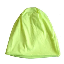 Men Women Beanie Solid Color Hip hop Slouch Unisex Knitted Cap Hat Fluorescent yellow