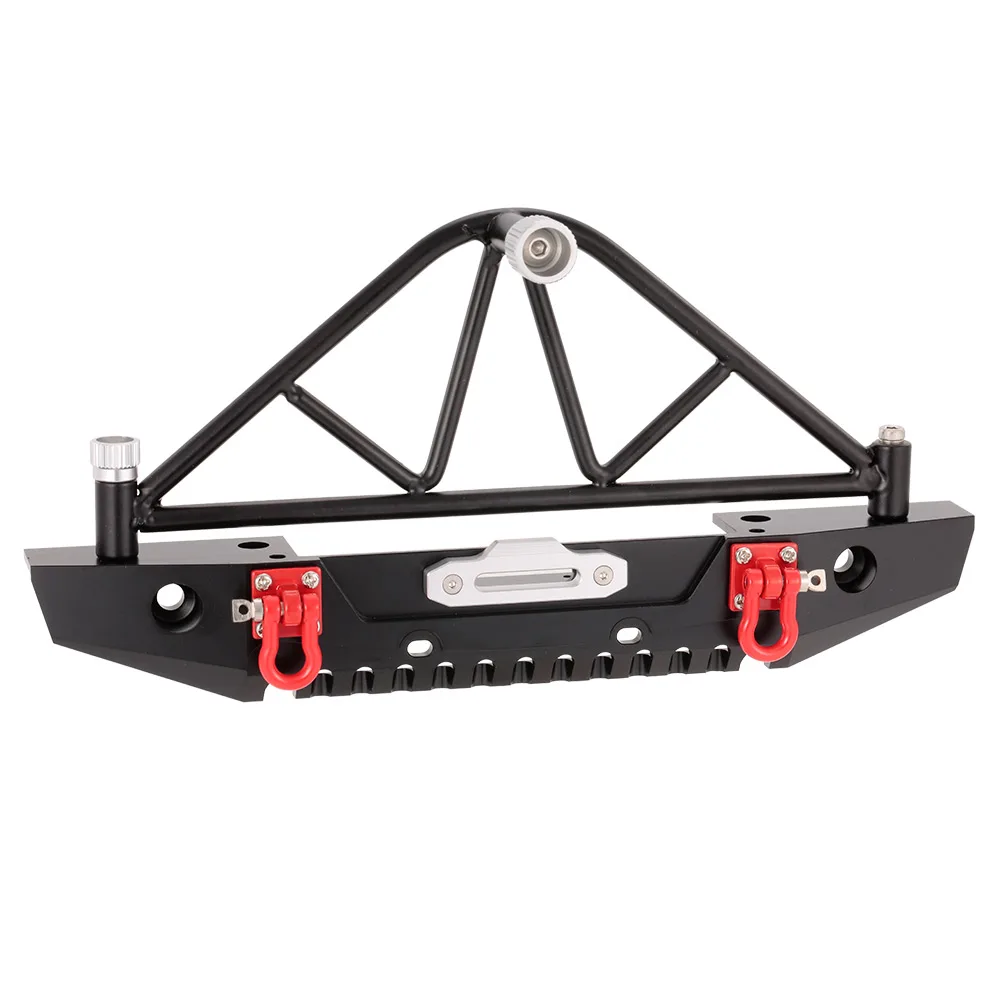 

Metal Rear Bumper Bull Bar with LED Headlights Winch Mount Seat for 1/10 AXIAL SCX10 RC Rock Crawler