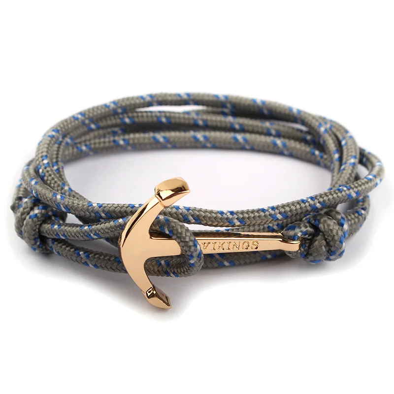 Горячая Распродажа модные витые браслеты индивидуальный морской якорь черный браслет-веревочка для мужчин и женщин металл