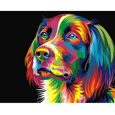 Безрамная живопись по номерам абстрактная коллекция животных Настенный декор Diy картина маслом на холсте для домашнего декора 40X50 см - Цвет: 6438 abstract dog