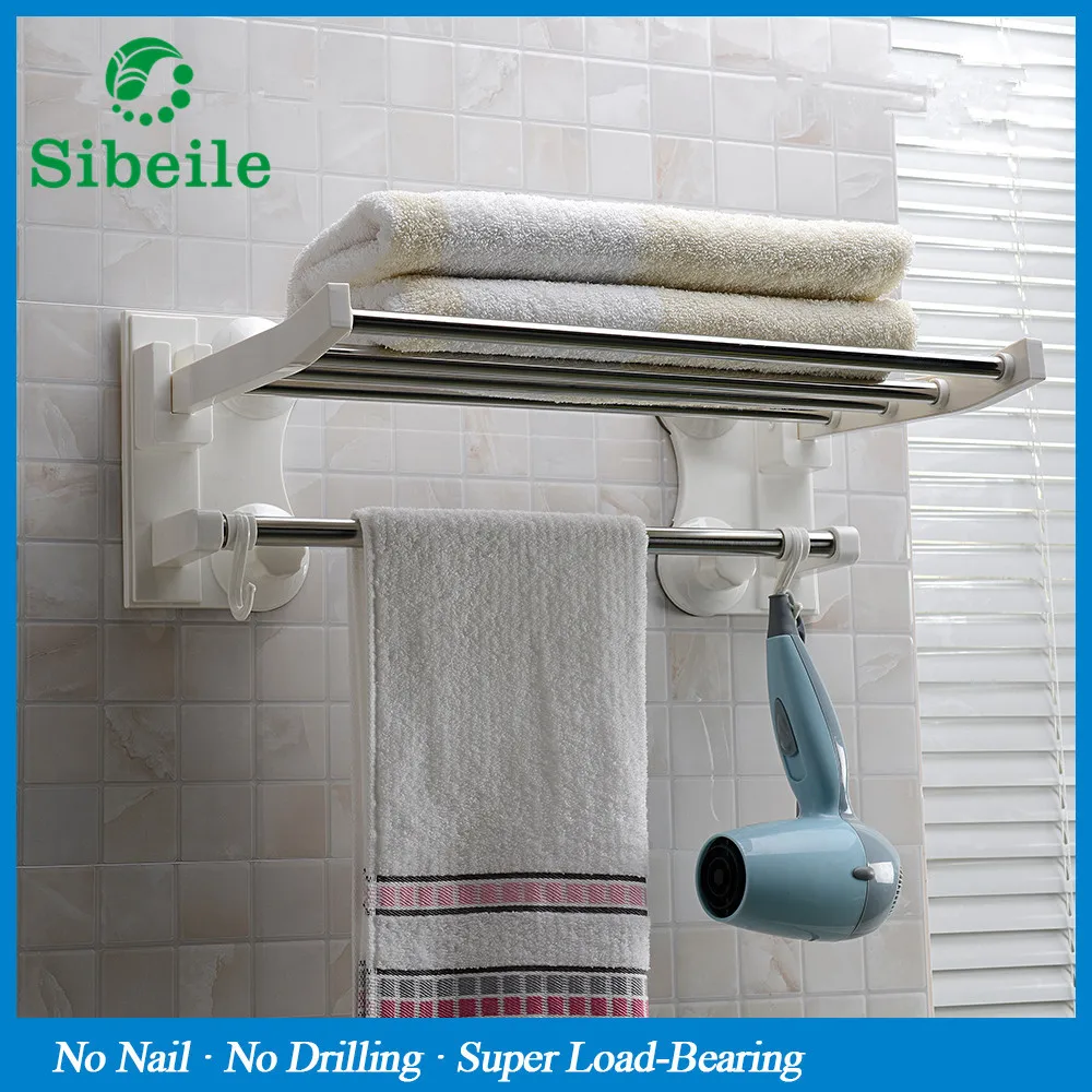 SBLE Bowel bar with hooks suction cup single layer bathroom towel rack
