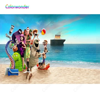 

Colorwonder Vampire Dracula and Mevis with Their Family and Friends Photo Background Clear Water with Ship Backdrop for Newborn