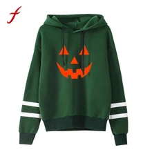 Women Halloween Long Sleeve Hoodies For Women Sweatshirt Jumper Hooded Pullover Tops Green Fashion Blusa Sudaderas Mujer 2017
