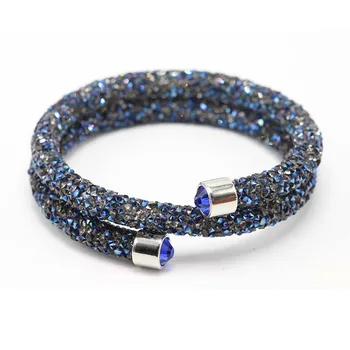 

LE SKY Exquisite Single Circle Crystal Rhinestones Cuff Multi-layer Bracelet Bangles For Women New Fashion Jewelry Gift Bangle
