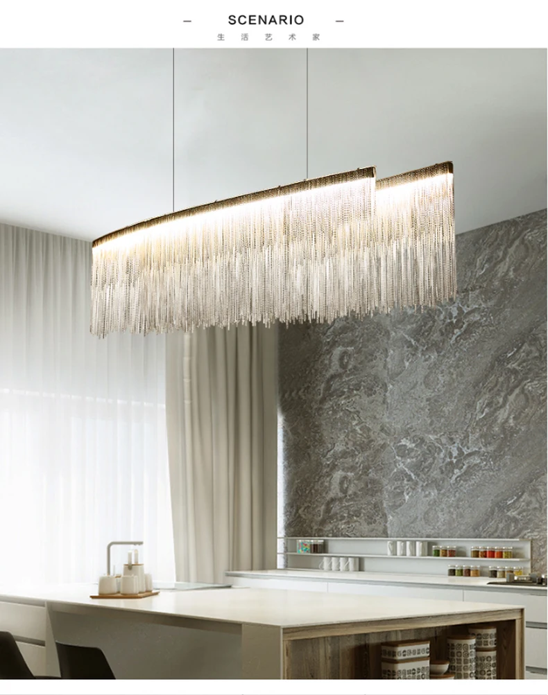 Arte de Prata Design de Engenharia Design Italiano Lustre Luxo Corrente Borla Alumínio Led Bela Iluminação Mod. 136165 5 Cheap Lustres