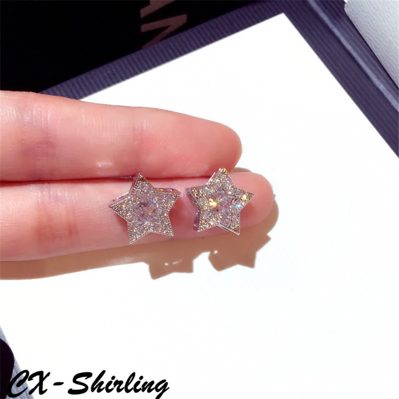 CX-Shirling новые модные антиаллергенные серьги женские элегантные циркониевые блестящие хрустальные Звездные серьги новые серебряные серьги с иглой