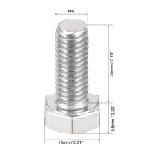 Uxcell 5pcs M8 x 20mm M6 x 80mm M8 x 40mm M8 x 50mm M8 x 60mm M12 x 35mm 304 Stainless Steel Hex Head Screw Bolts x