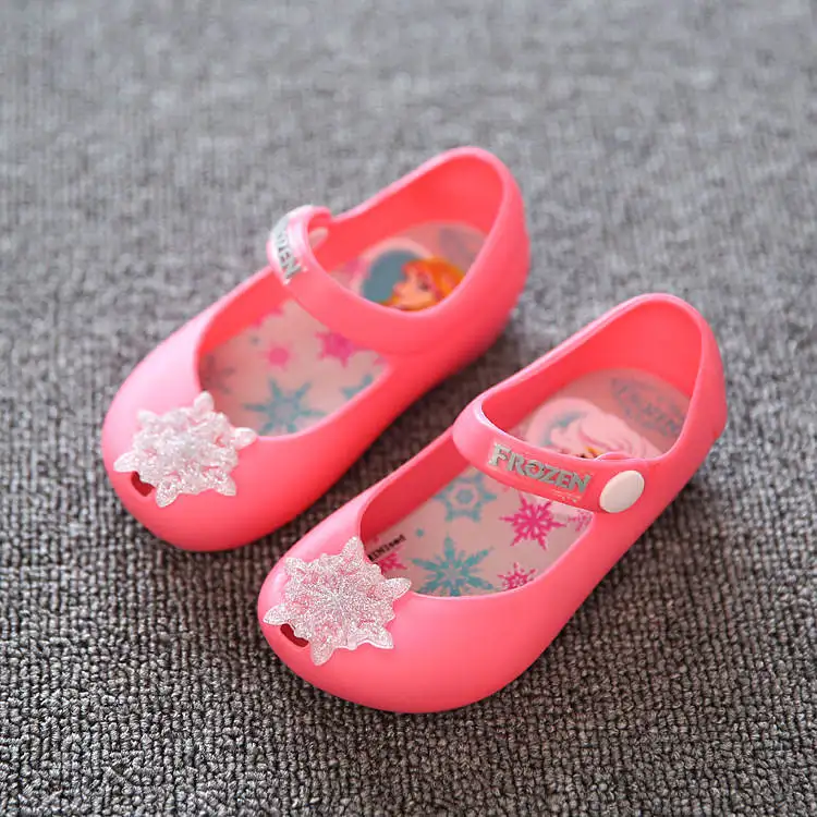 Disney Замороженные Эльза и Анна Принцесса обувь желе обувь импортный материал Студенческая обувь для девочек детские сандалии с мягкой подошвой - Цвет: A