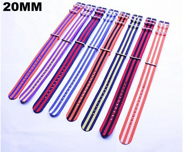 

Hot sale ! New arrived 8 color available - 10PCS/lots High quality 20MM Nylon Watch band NATO straps waterproof watch strap