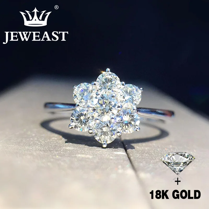 Кольцо с натуральным бриллиантом 18K золото чистое красивое кольцо драгоценными
