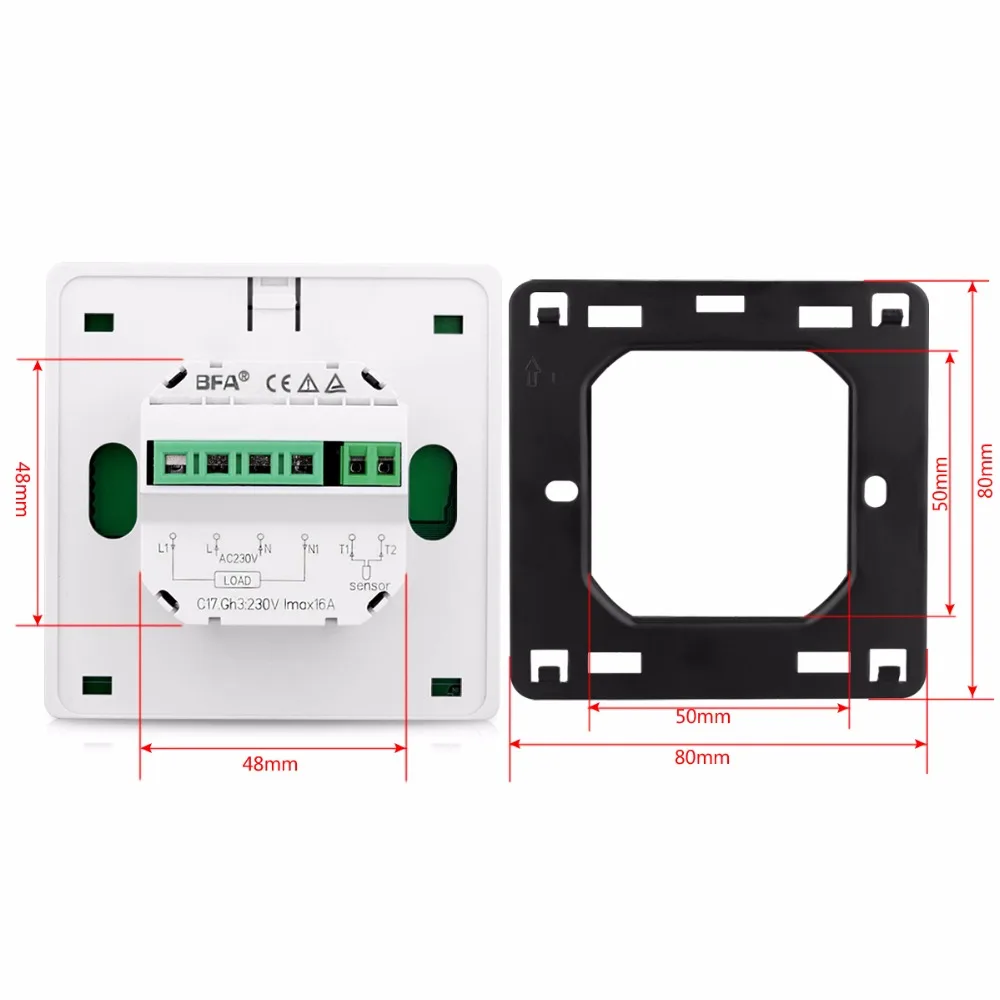 Floureon BYC17GH3 сенсорный ЖК-экран комнатное Напольное отопление термостат Еженедельный программируемый терморегулятор регулятор температуры
