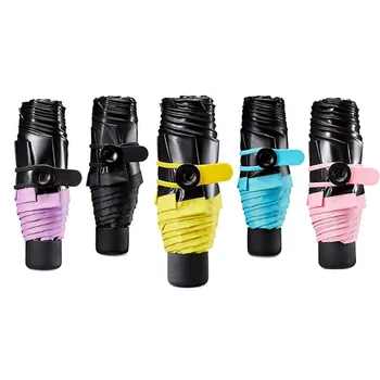 

Mini Pocket Umbrella Rain Women Fashion Five Folding Umbrellas Colorful Umbrella Women Black Coating WZP143
