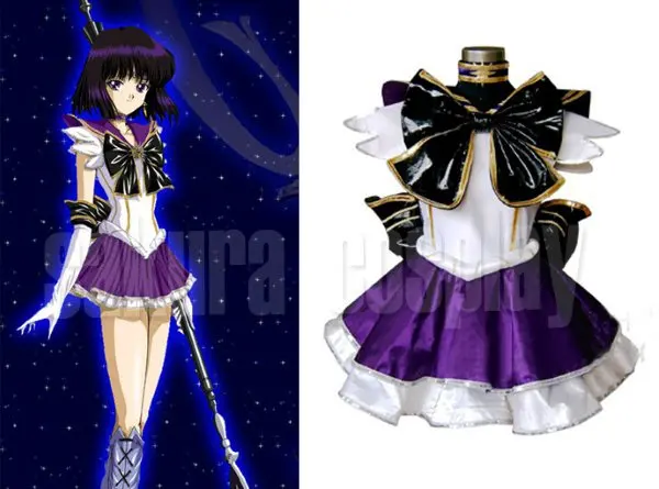 Sailor Moon Sailor Saturn Tomoe Hotaru Purple Dress Fighting Uniform Halloween Cosplay Costume 