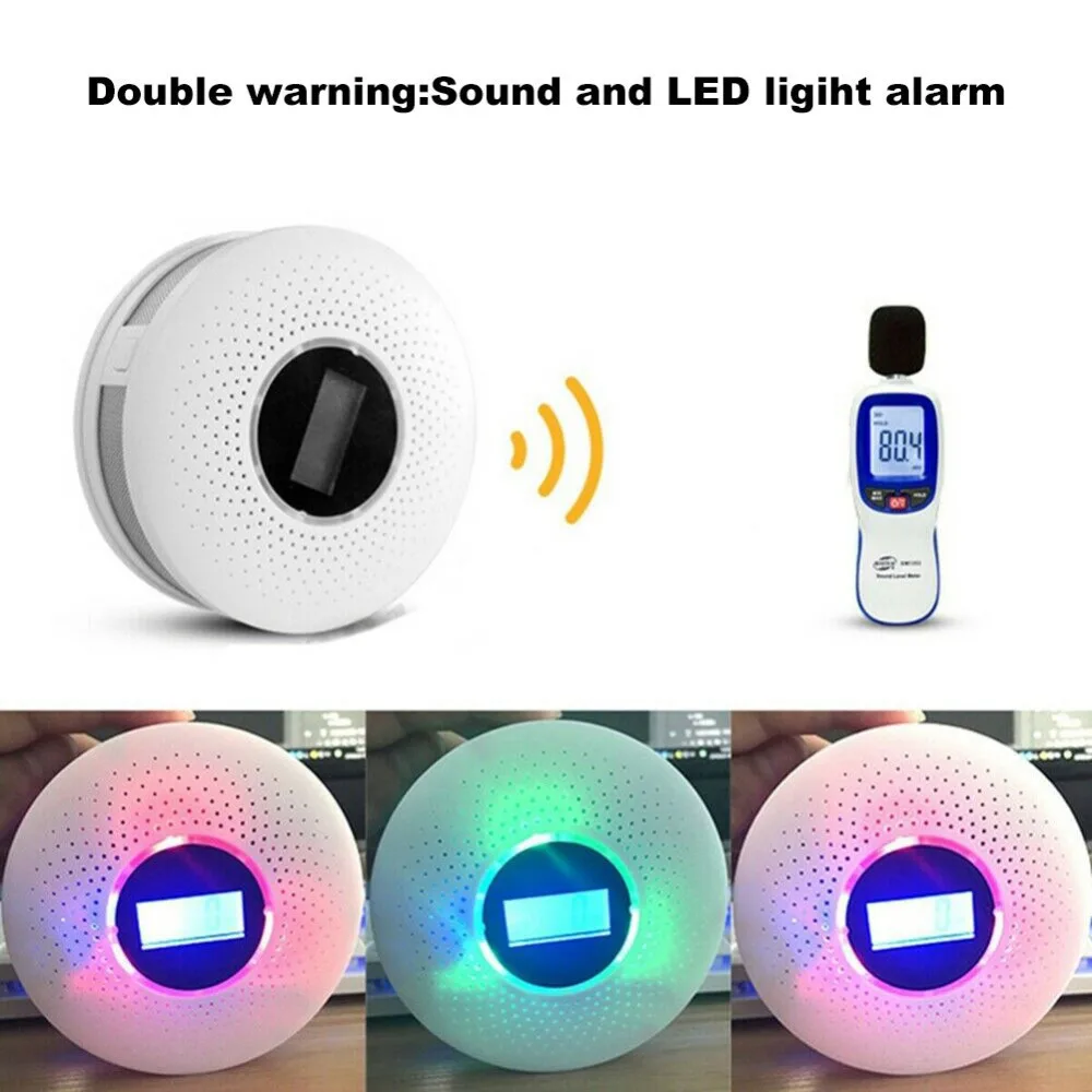 

Home Security 2 In 1 CO Smoke Detector Live Voice Carbon Monoxide Leakage Sensor LCD Display Co Alarm Sensor Smart Home Sensor