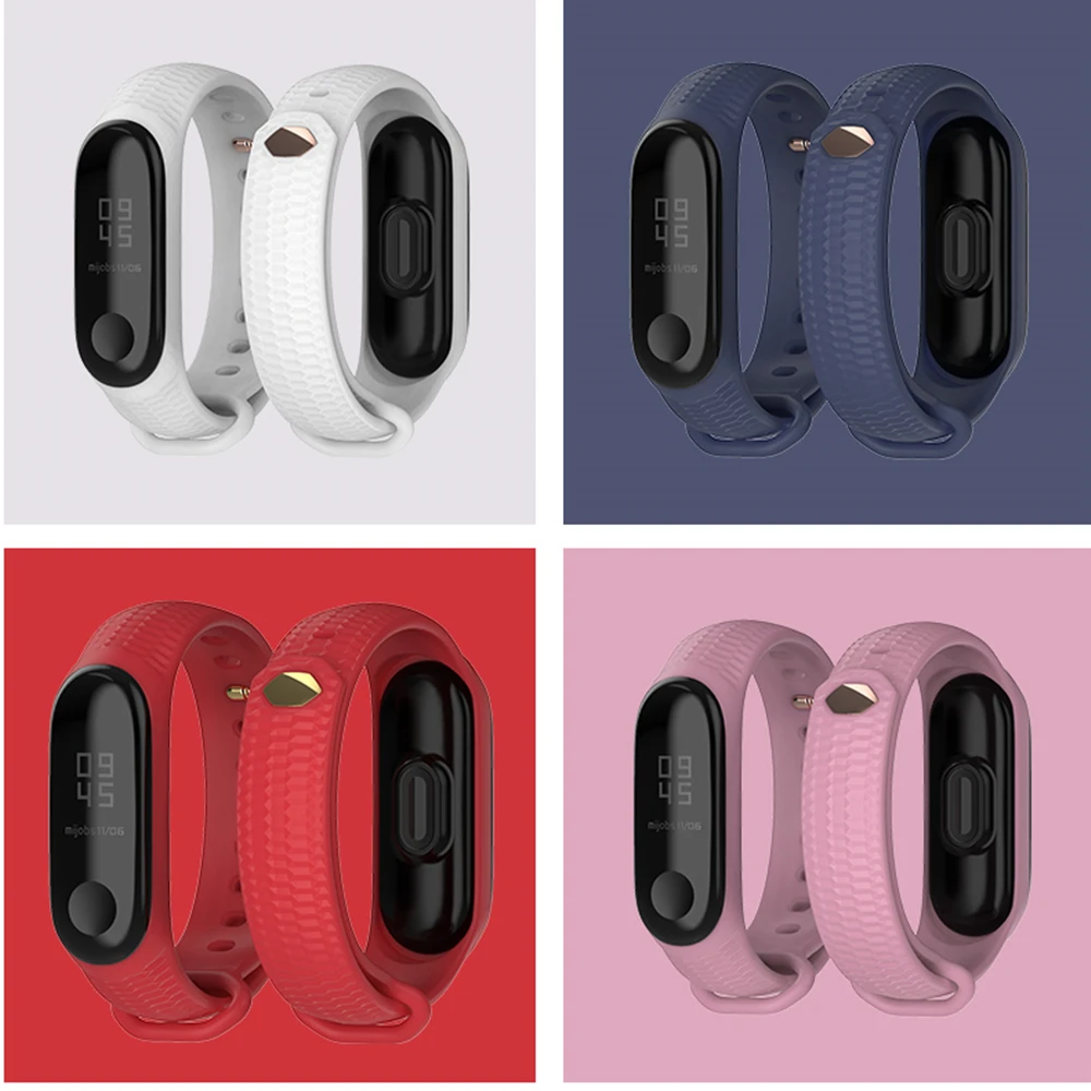 Силиконовый ремешок для Xiaomi Mi Band 3 4 аксессуары умных часов спортивный браслет Miband