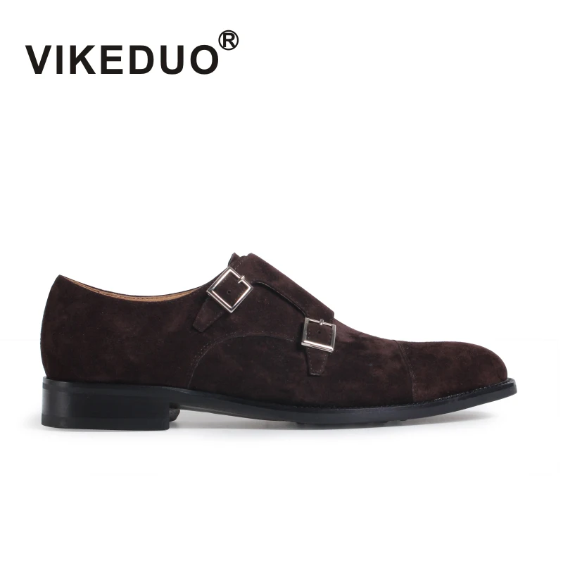 Мужские туфли ручной работы Vikeduo модные из натуральной кожи с пряжкой для бизнеса